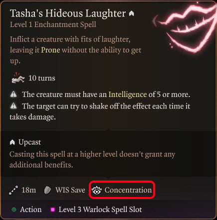 Tasha's Hideous Laughter Spell with Concentration